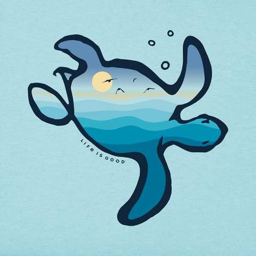 Life is Good Kids Crusher Turtle Sea Landscape BEACH BLUE