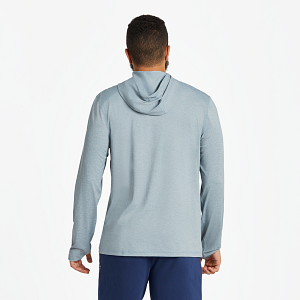 Life is Good M Active LS Hooded Tee Sharkscape SMOKY BLUE