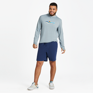 Life is Good M Active LS Hooded Tee Sharkscape SMOKY BLUE