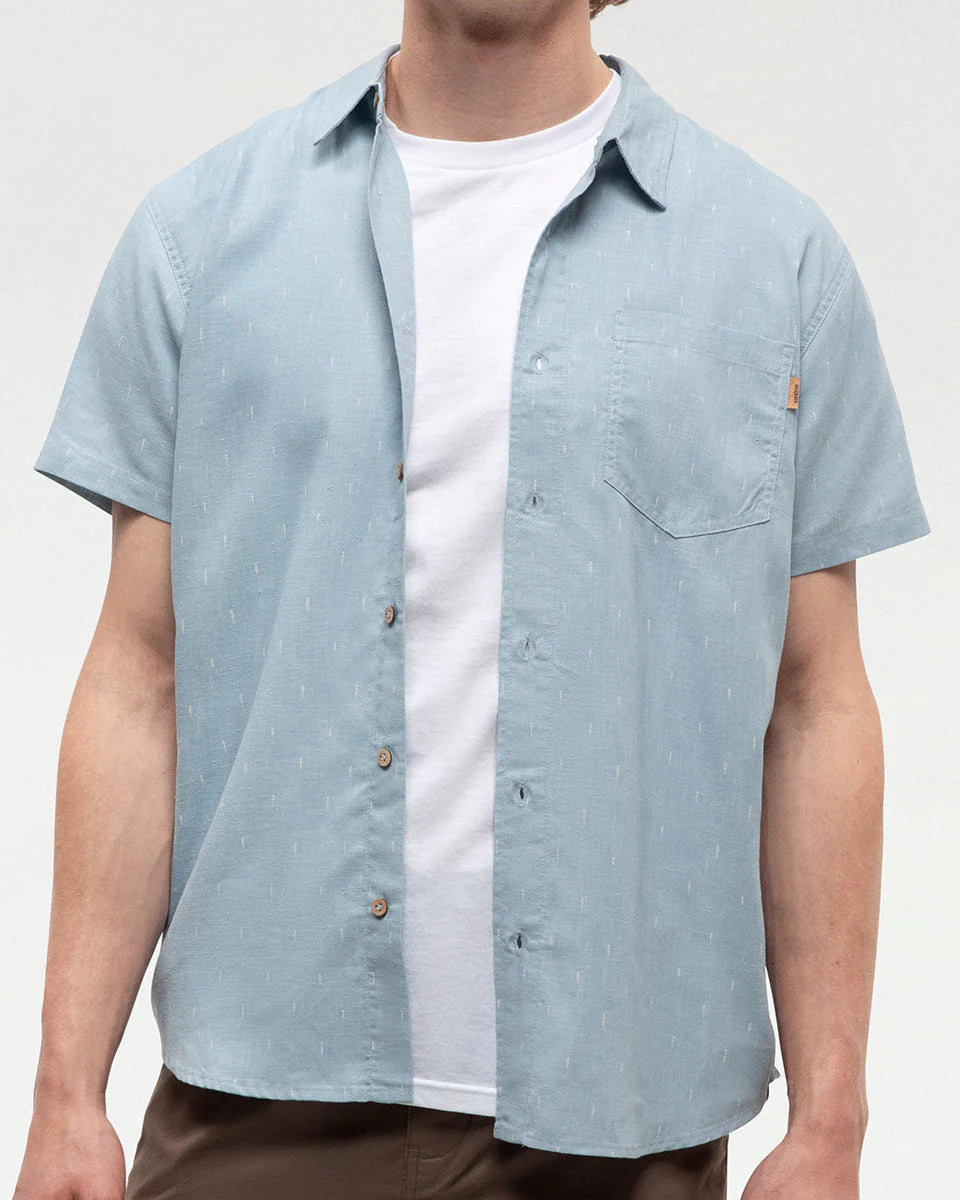 tentree M SS Mancos Shirt BLUE HAZE / SMALL TREE / VINTAGE WHITE