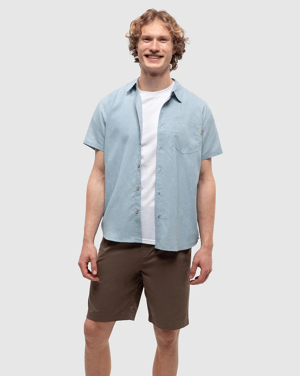 tentree M SS Mancos Shirt BLUE HAZE / SMALL TREE / VINTAGE WHITE