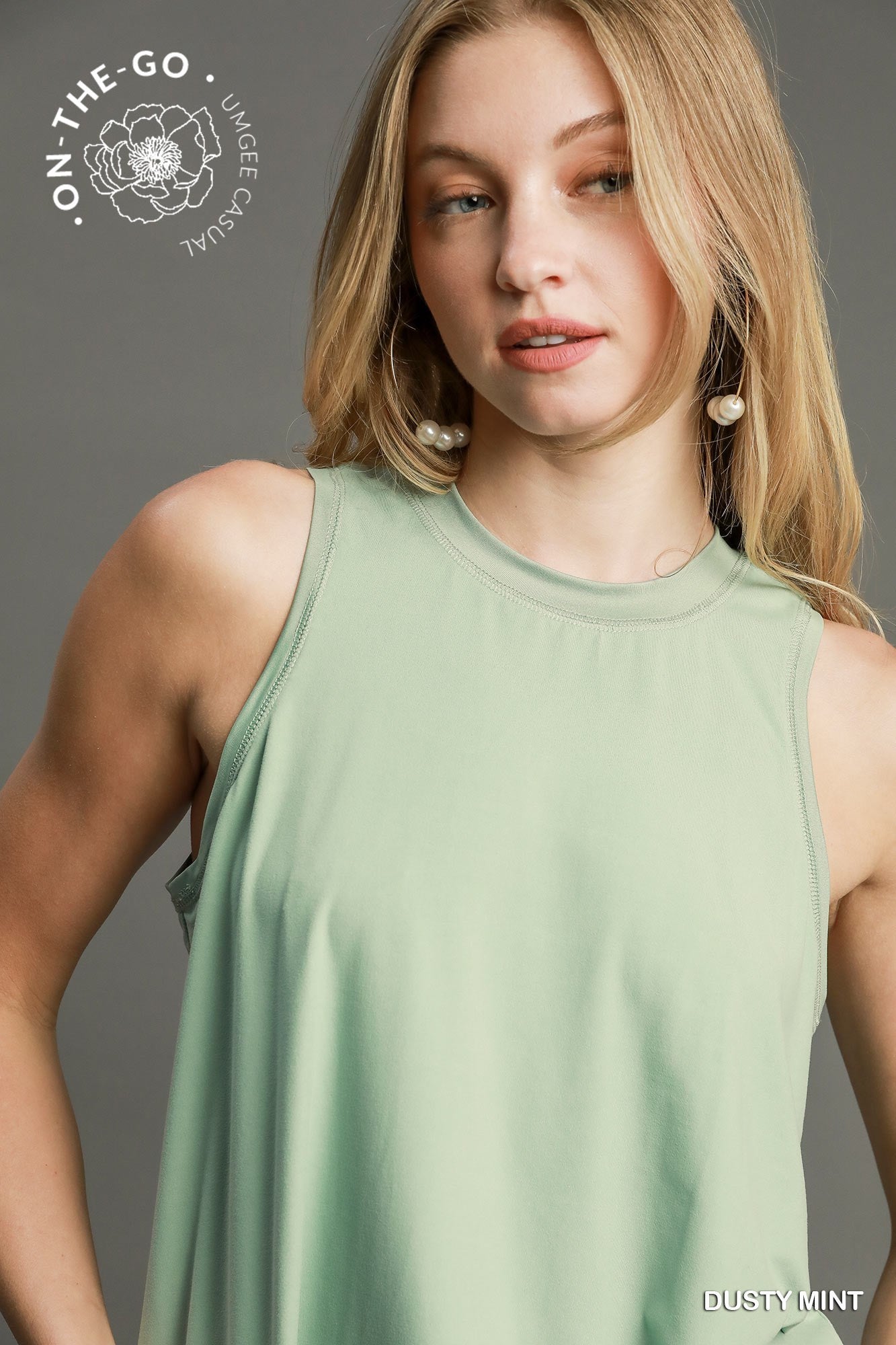 Umgee W Buttery Soft Tank Top DUSTY MINT