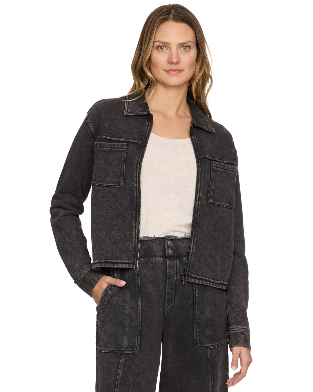 Flag & Anthem W Charlotte Zip Front WASHED BLACK
