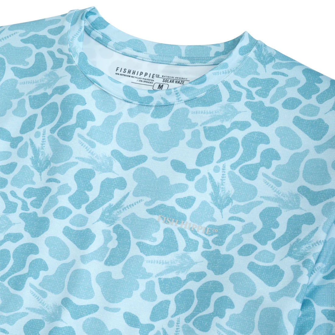 Fish Hippie M LS Fly Camo Performance Crew FRESH BLUE