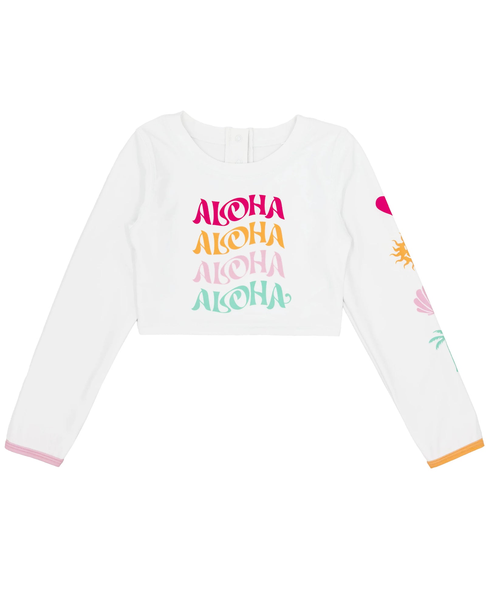 Feather 4 Arrow Girls Aloha Crop Rashguard WHITE
