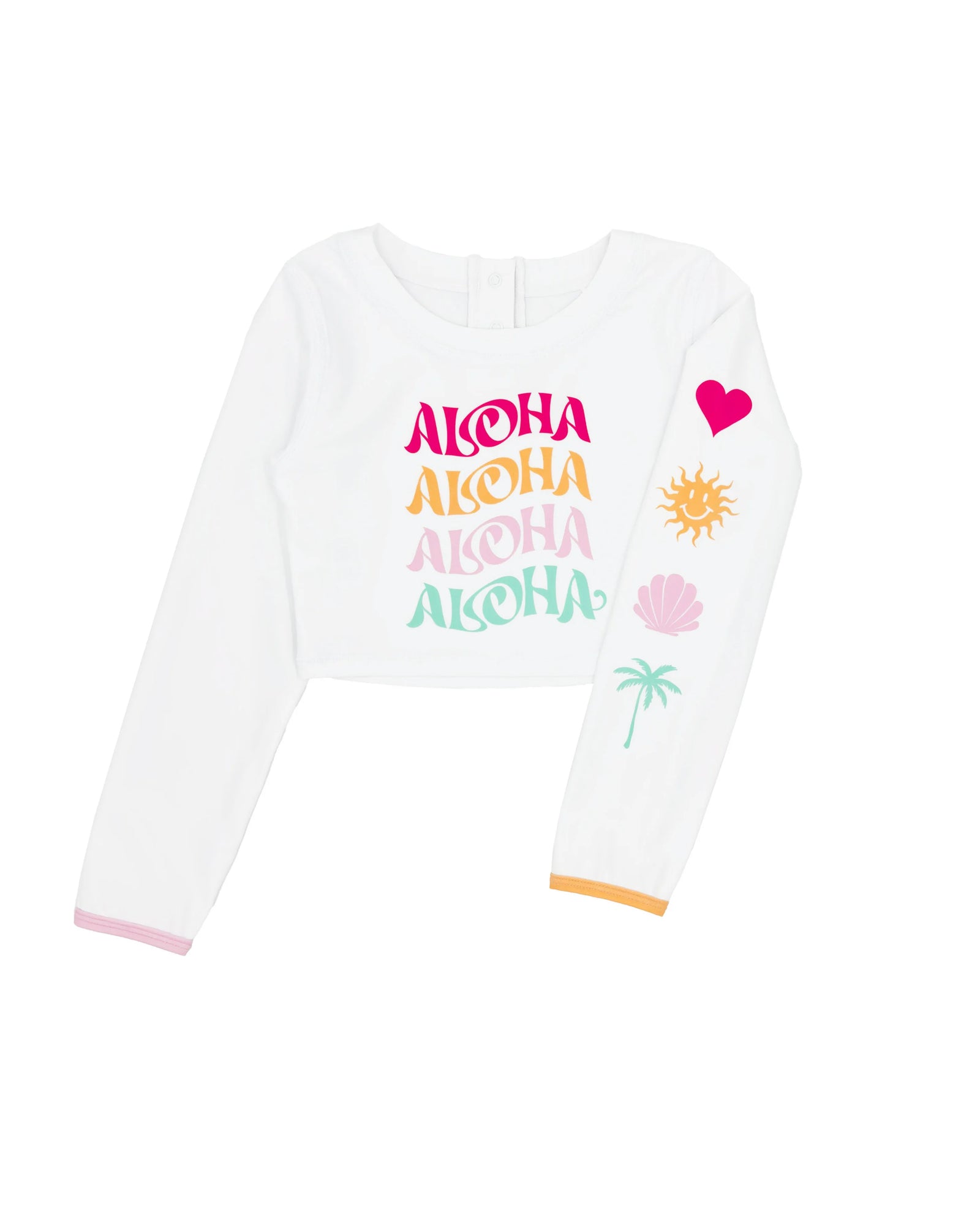 Feather 4 Arrow Girls Aloha Crop Rashguard WHITE