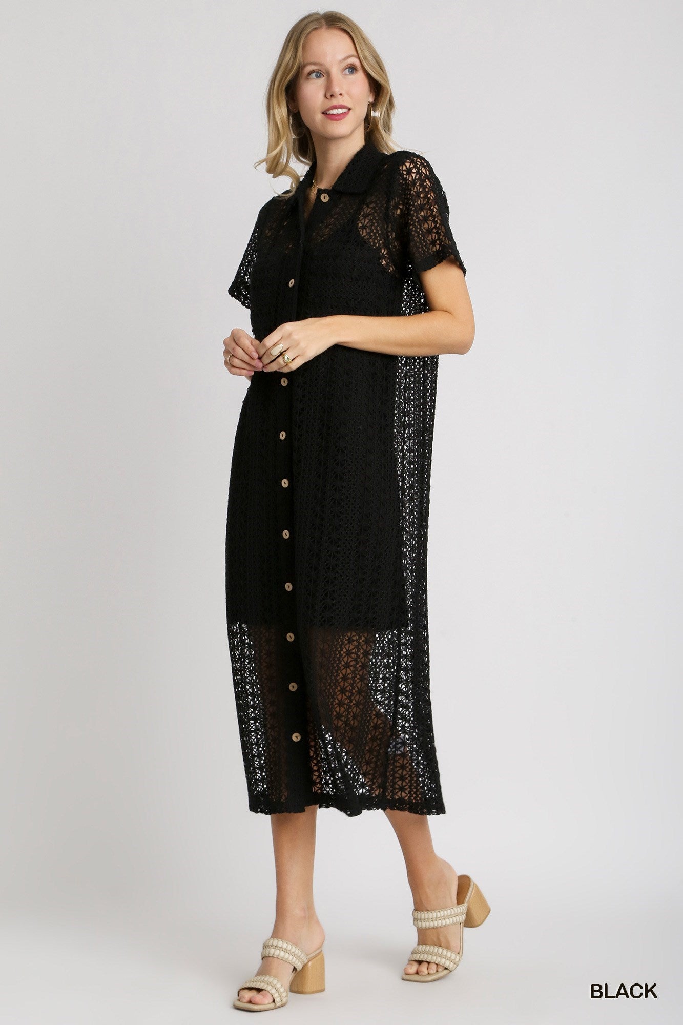 Umgee W Crochet Lace Maxi Dress BLACK