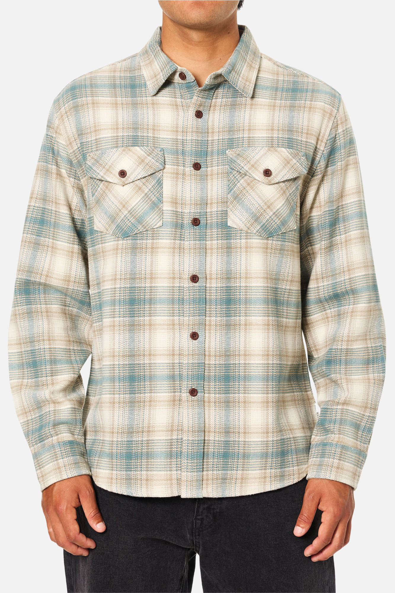 Katin M LS Sierra Flannel ATLANTIC GREEN