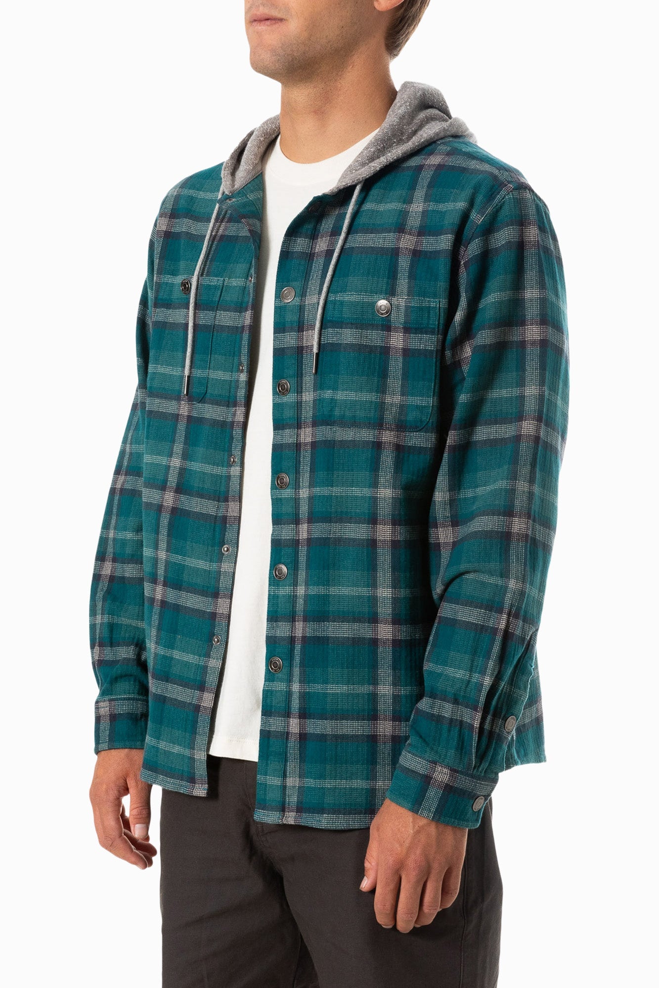Katin M Harold Hooded Flannel Jacket BLUE GREEN