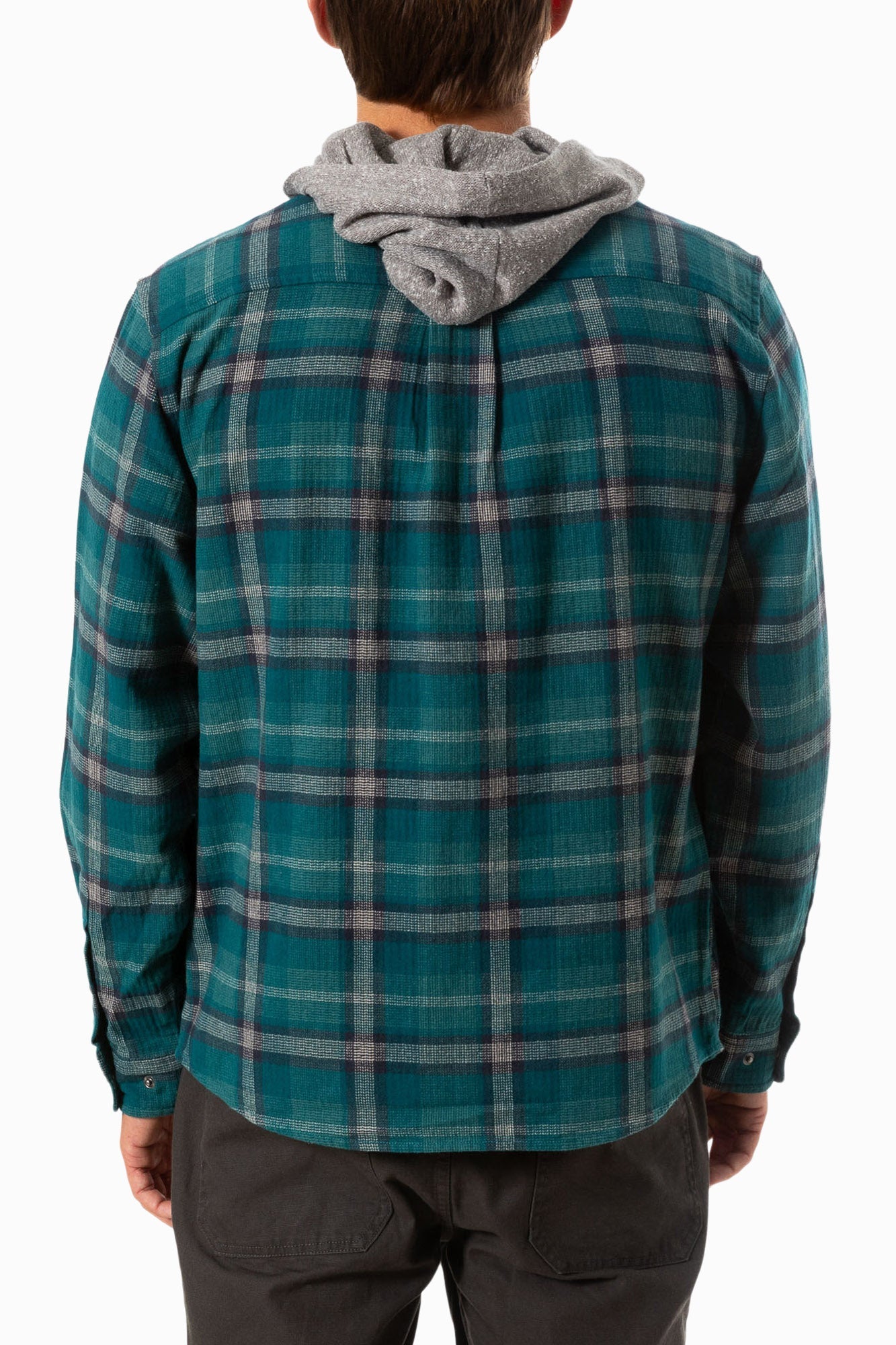 Katin M Harold Hooded Flannel Jacket BLUE GREEN