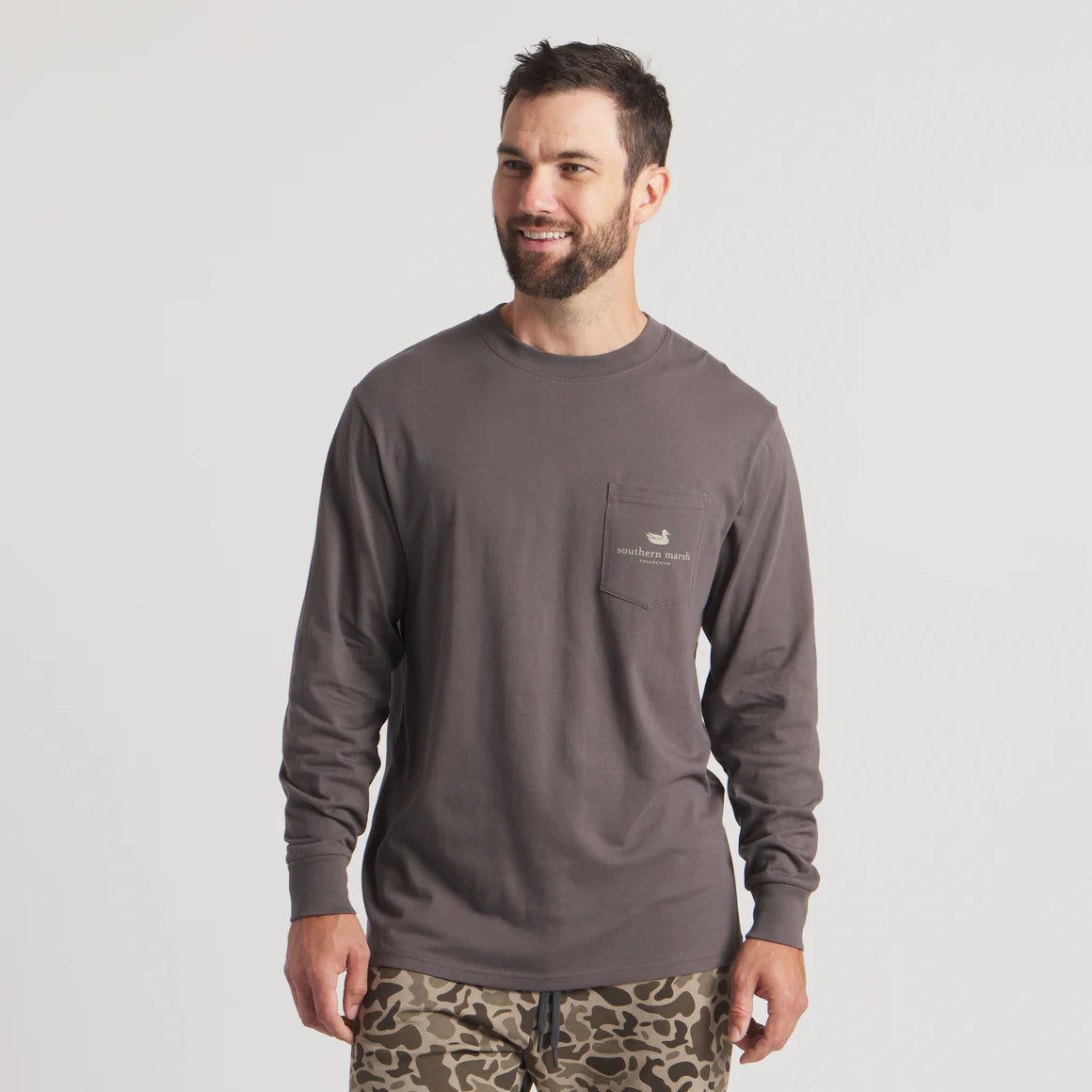 Southern Marsh M LS Duckstamp Pintail Tee IRON GRAY