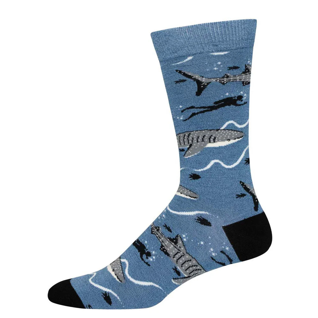 Socksmith M Bamboo Crew Whale Shark HEATHER BLUE