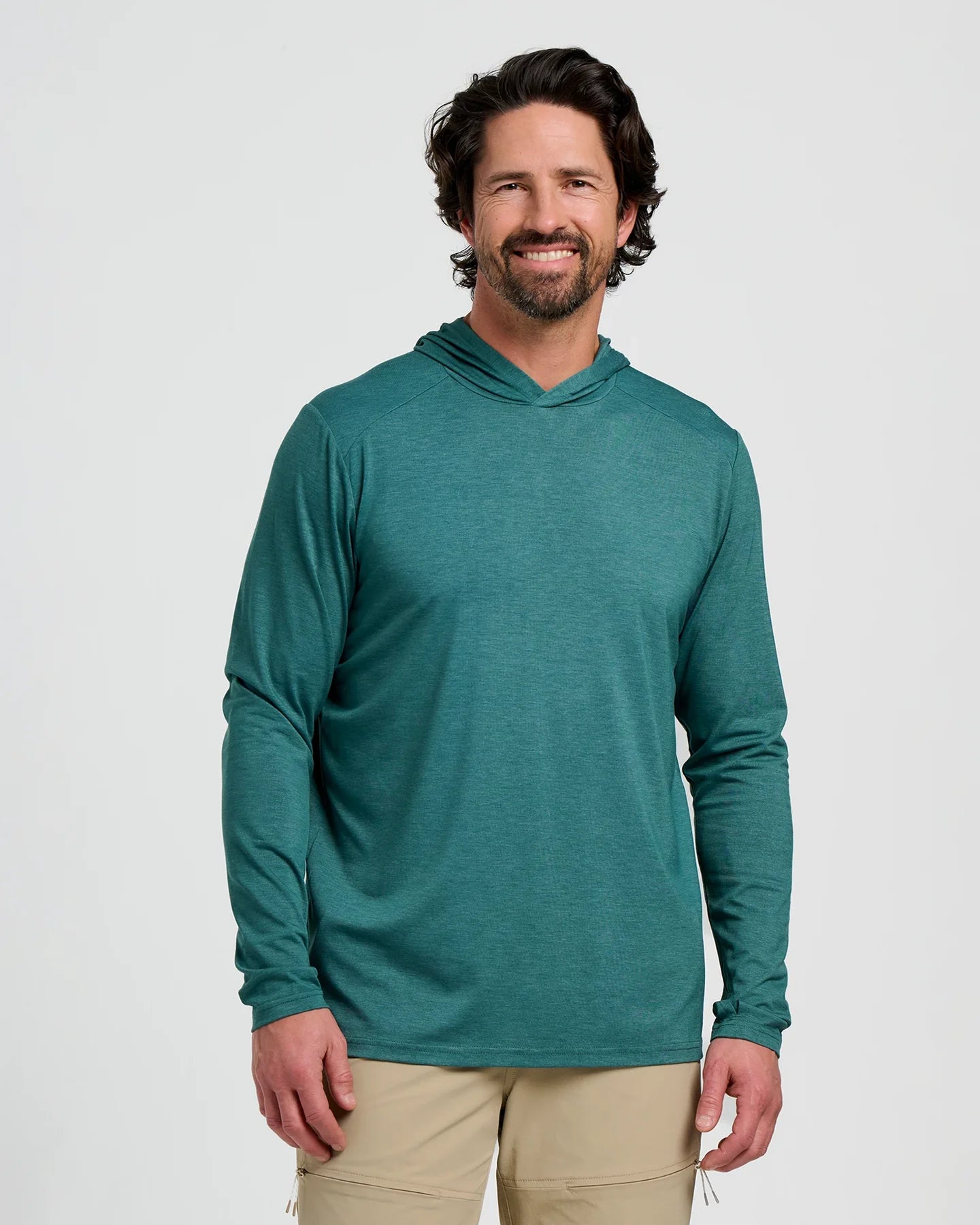 Free Fly M  Bamboo Shade Hoody HEATHER SEA PINE