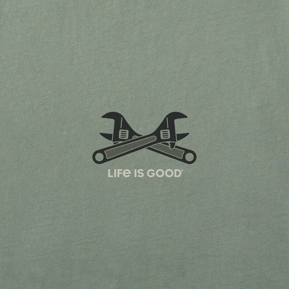 Life is Good M LS Crusher Clean I am the Warranty MOSS GREEN