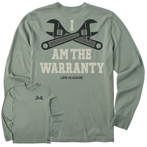 Life is Good M LS Crusher Clean I am the Warranty MOSS GREEN