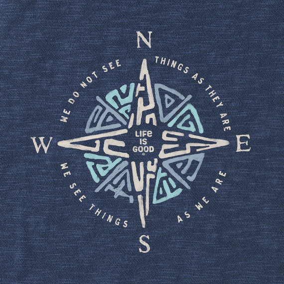 Life is Good M Tribal Compass Slub Hoodie DARKEST BLUE