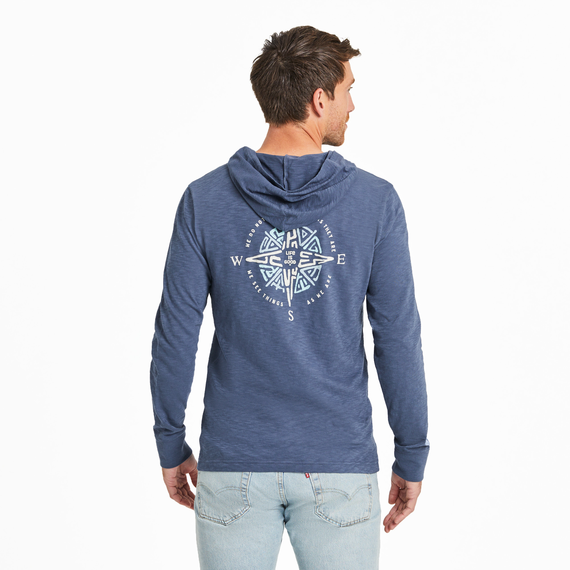 Life is Good M Tribal Compass Slub Hoodie DARKEST BLUE