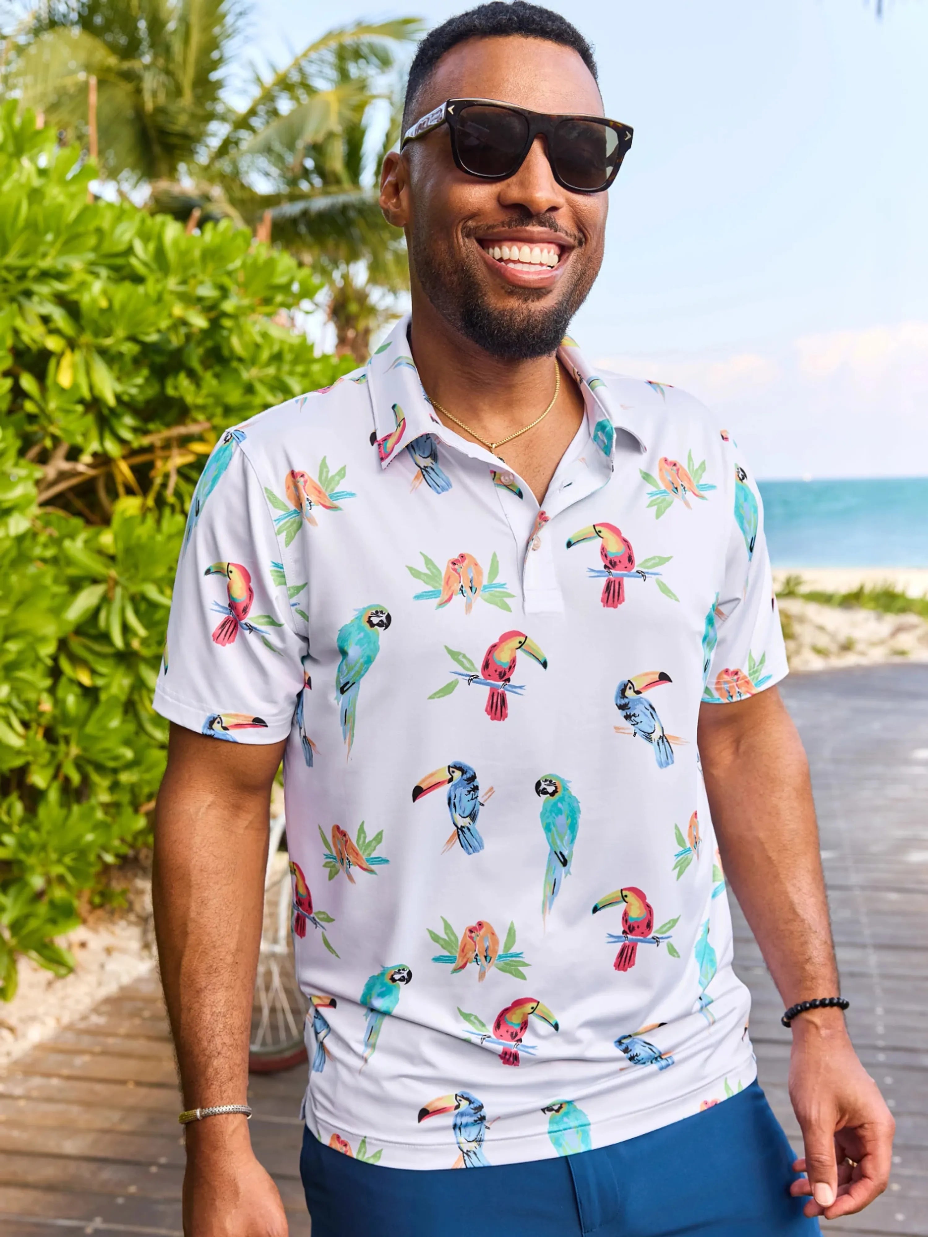 Chubbies M SS Performance Polo THE DUDE MACAW