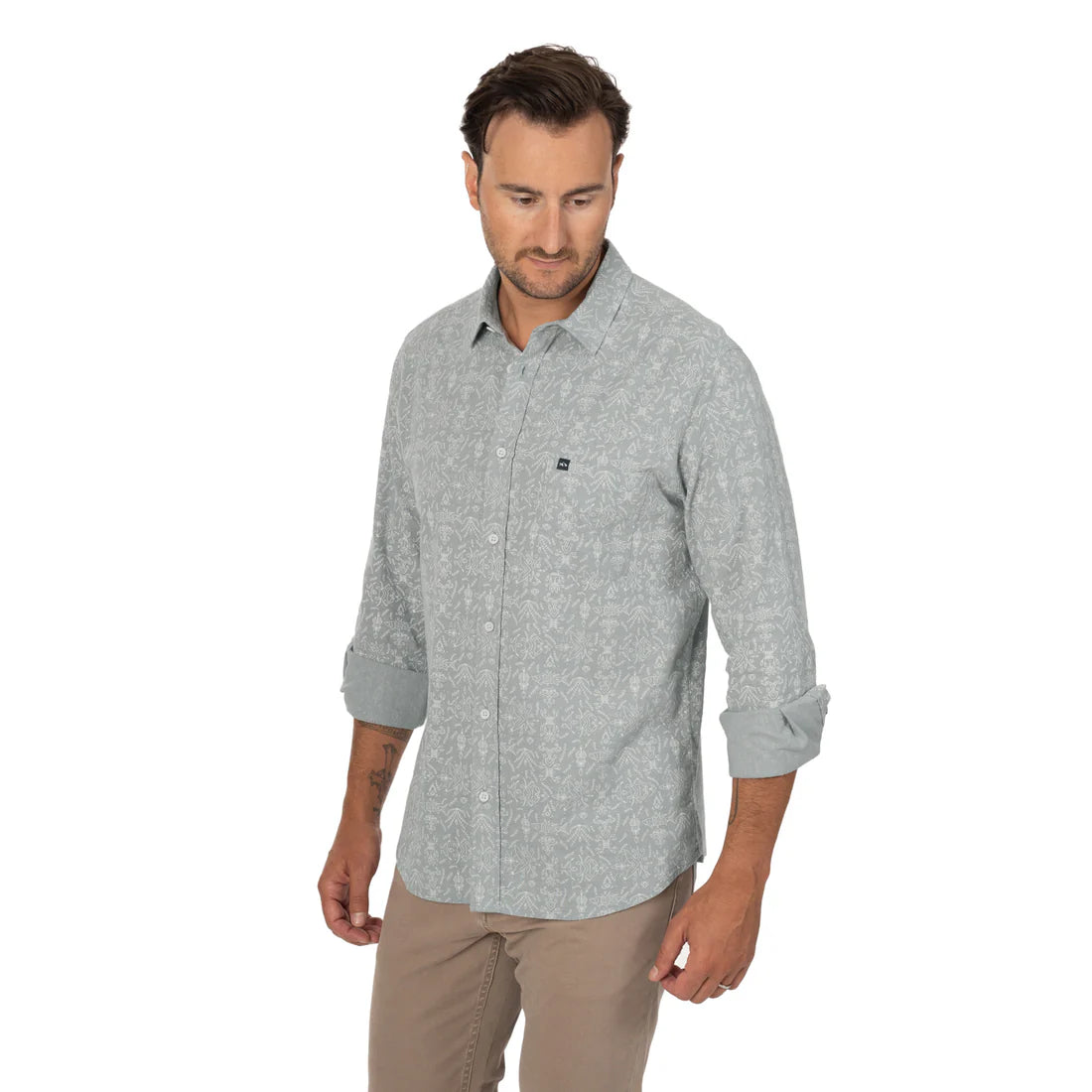 Fish Hippie M LS Rumfront Shirt QUARRY