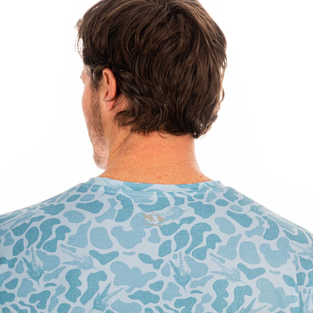 Fish Hippie M LS Fly Camo Performance Crew FRESH BLUE