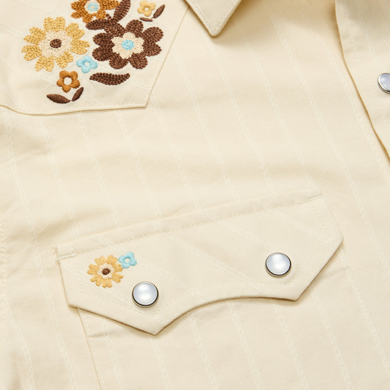 Howler Bros M Deluxe Crosscut Snapshirt FLOWER POWER OFF WHITE DOBBY