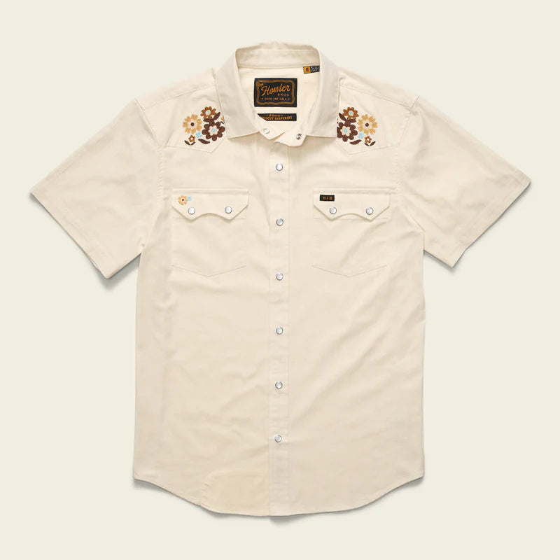 Howler Bros M Deluxe Crosscut Snapshirt FLOWER POWER OFF WHITE DOBBY