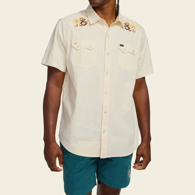 Howler Bros M Deluxe Crosscut Snapshirt FLOWER POWER OFF WHITE DOBBY