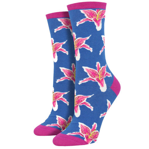 Socksmith W Lilies BLUE