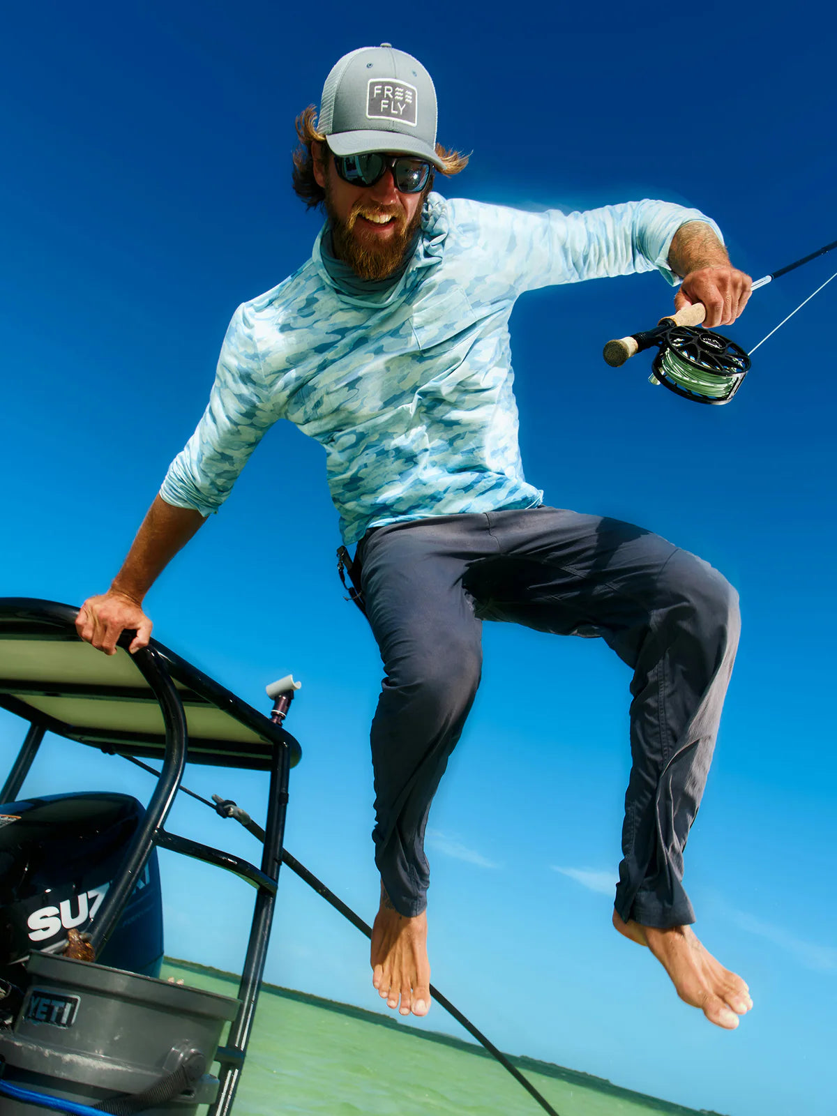 Free Fly M Lightweight Bamboo Hoodie SEASMOKE CAMO SURF BLUE