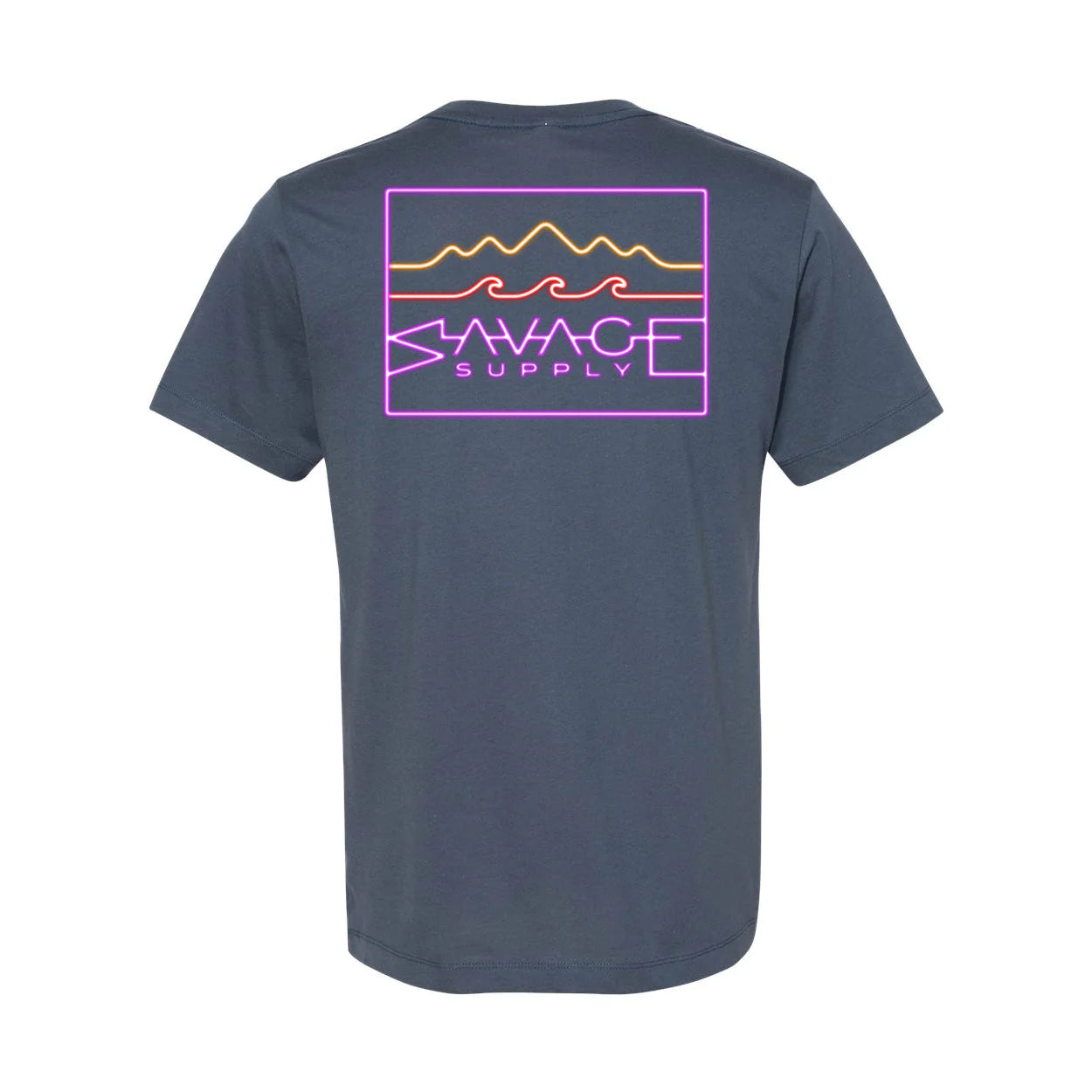 Savage Supply M SS Neon Logo Tee LIGHT NAVY