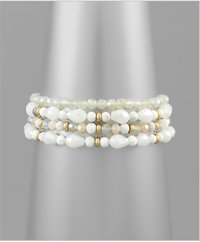 Golden Stella Stone & Glass Bead Bracelet PICTURE JASPER