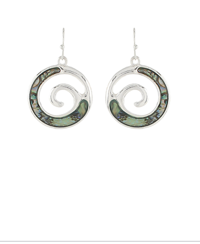 Golden Stella Waves Round Earrings SILVER/ABALONE