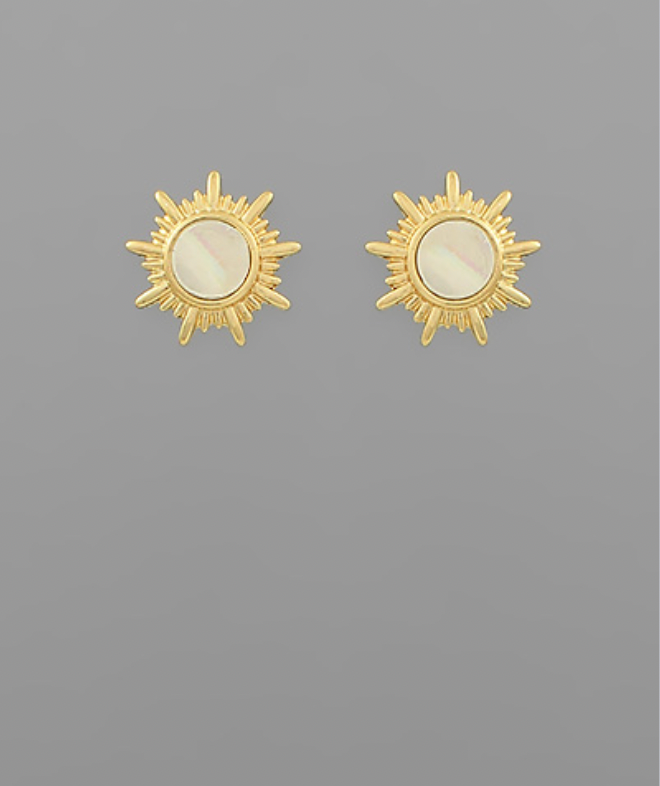 Golden Stella Metal Sunburst Studs GOLD/OPAL
