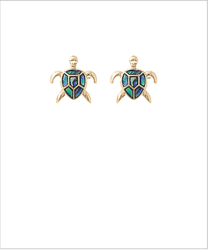 Golden Stella Abalone Turtle Stud Earrings GOLD