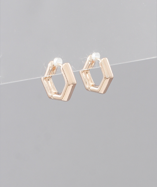 Golden Stella Hexagon Huggie Hoop ROSE GOLD