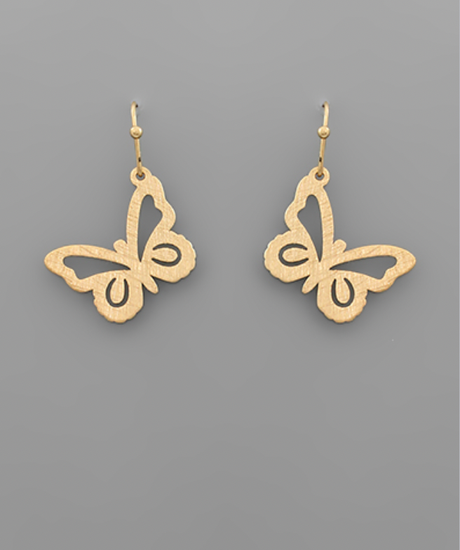 Golden Stella Brushed Butterfly Earrings GOLD