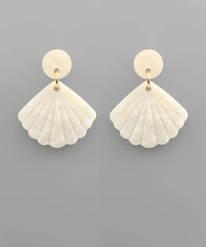 Golden Stella Acetate Shell Dangle Earrings WHITE