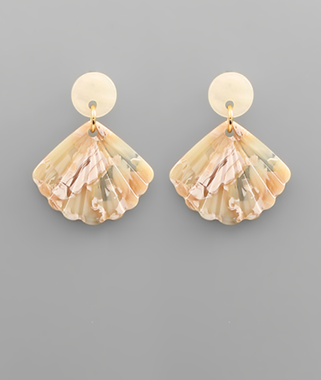 Golden Stella Acetate Shell Dangle Earrings NATURAL