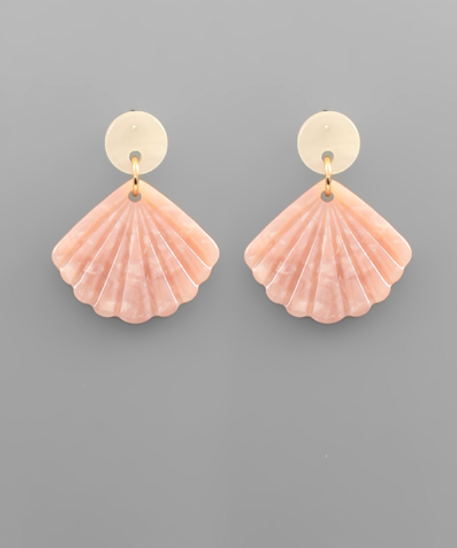 Golden Stella Acetate Shell Dangle Earrings PEACH