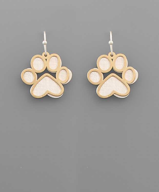 Boucles d'oreilles Golden Stella avec empreinte de patte de chat, argent/or.