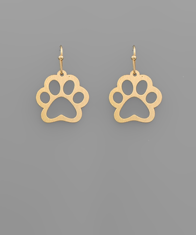 Golden Stella Scratched Paw Frame Earrings GOLD