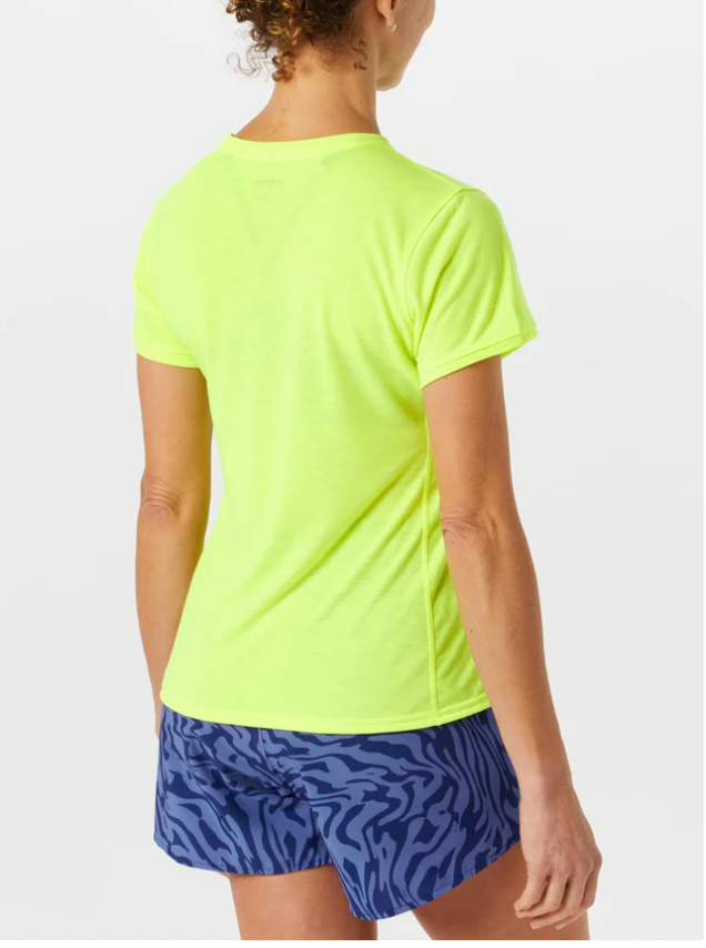 Brooks W SS Distance Tee NEON YELLOW/RUN HAPPY