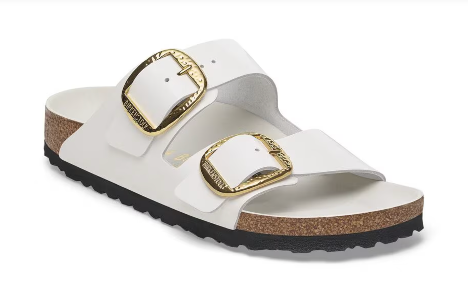 Birkenstock W Arizona Hammered Big Buckle Patent Leather Hi Shine ANTIQUE WHITE