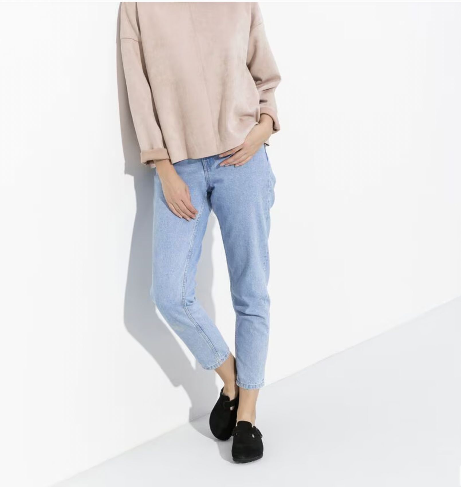 Birkenstock W Boston Suede BLACK - NARROW