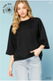 Umgee Luxe Knit Raglan Sleeve Top BLACK