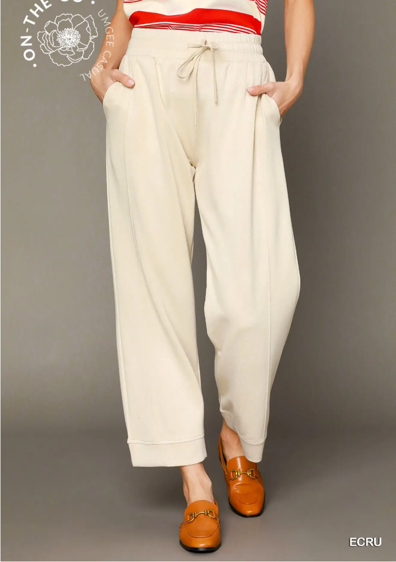 Umgee W Luxe Knit Pants ECRU