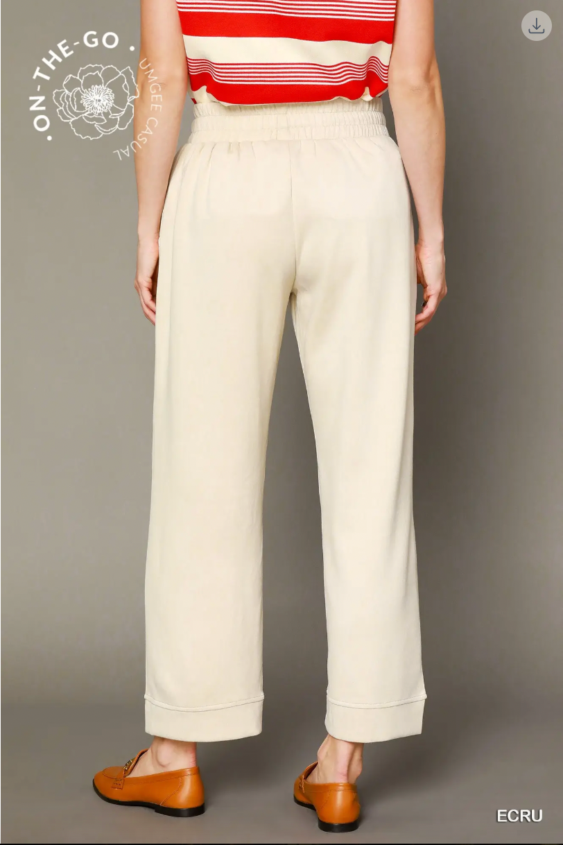 Umgee W Luxe Knit Pants ECRU