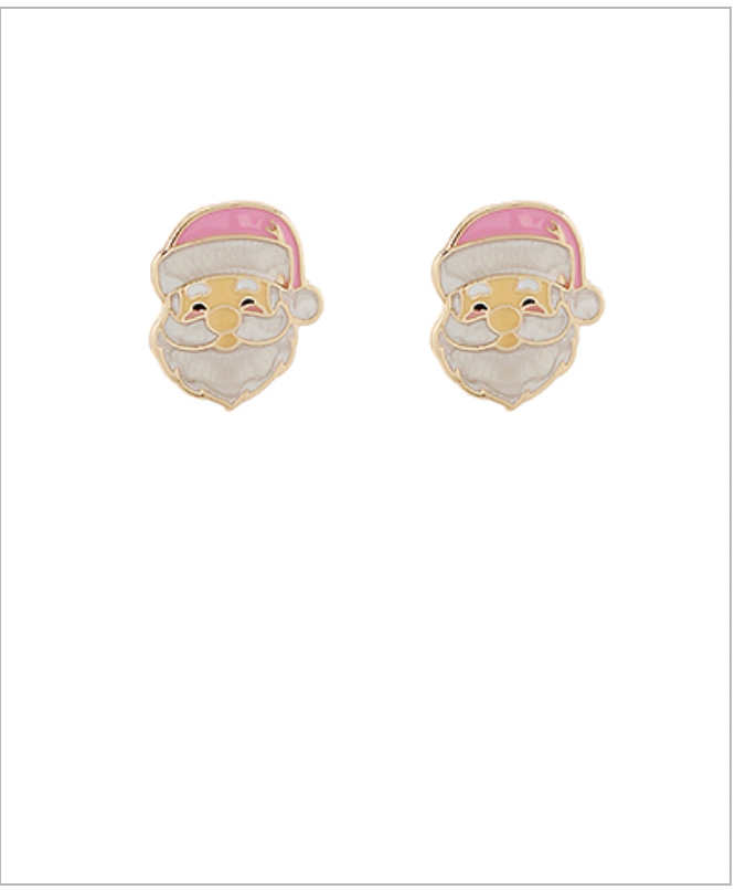 Golden Stella Santa Face Earrings PINK