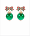 Golden Stella Christmas Ornament & Bow Earrings RED / GREEN