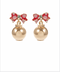 Golden Stella Christmas Ornament & Bow Earrings GOLD / RED